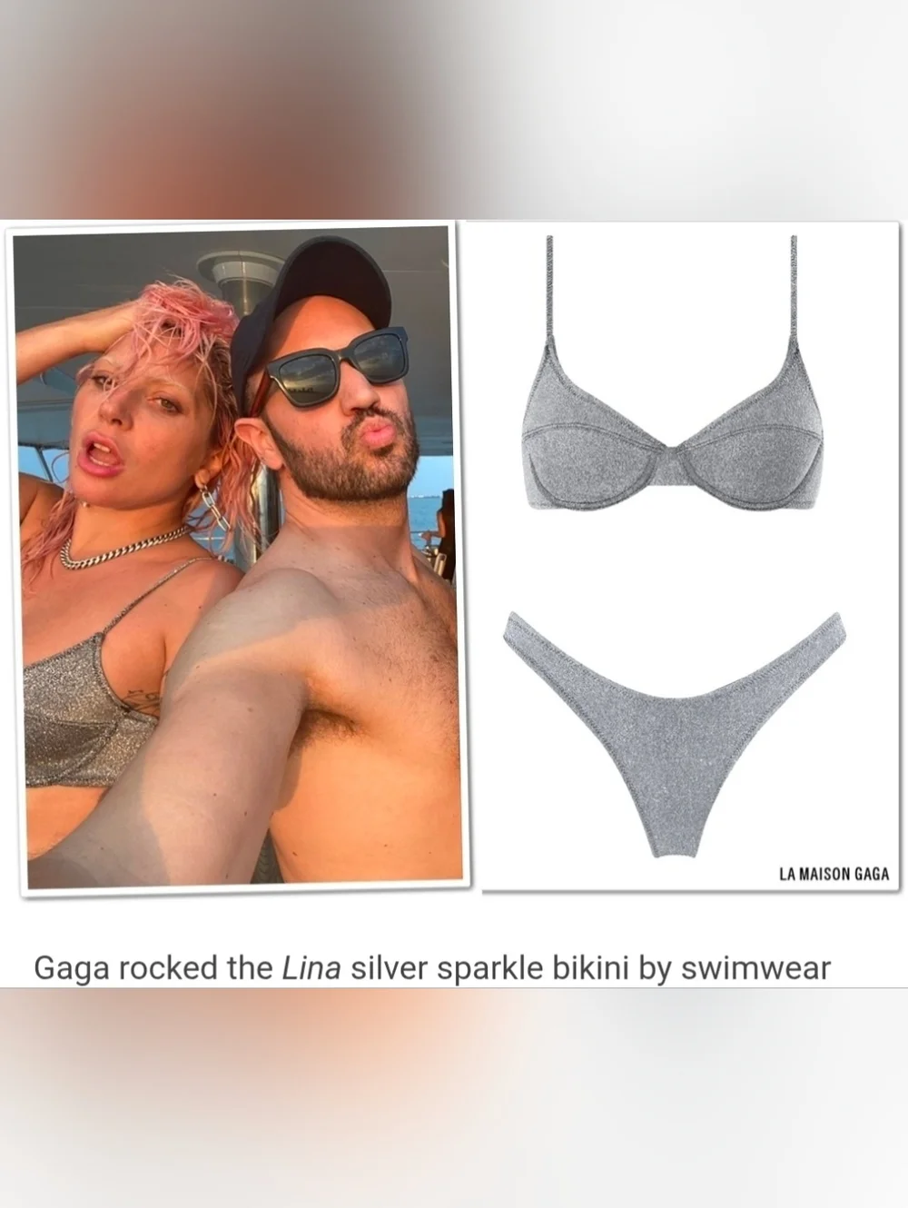 Triangl Swimwear Lina Cheeky Sparkle Silver Bikini Set